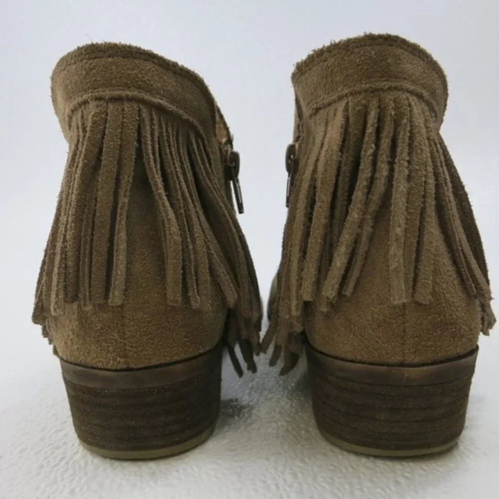 Lucky Brand Suede Leather Fringe Boots Shoes Women's Footwear Size 7.5 M